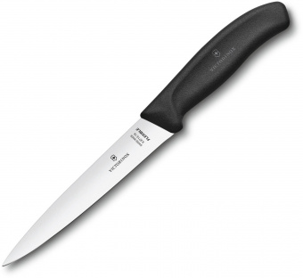Нож кухонный Victorinox Swiss Classic (6.8713.16B) стальной филейный лезв.160мм прямая заточка черный блистер от магазина РЭССИ