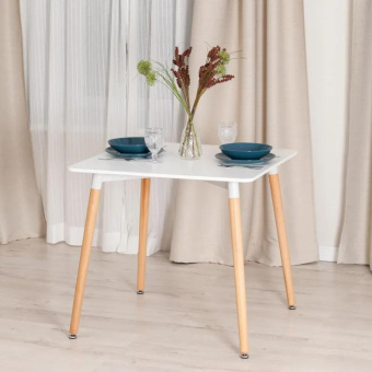 Стол Tetchair John (mod. t1003) МДФ/дерево 80x80x75 см white (белый) / natural (натуральный) 15173 от магазина РЭССИ
