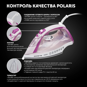 Утюг Polaris PIR 2668AK 2600Вт белый/розовый от магазина РЭССИ