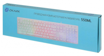 Клавиатура Оклик 550ML белый USB slim Multimedia LED от магазина РЭССИ