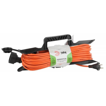 Удлинитель силовой Эра UFx-1-2x1.0-30m-IP44 (Б0043041) 2x1.0кв.мм 1розет. 30м ПВС 10A пласт.рамка оранжевый от магазина РЭССИ