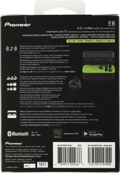 Гарнитура вкладыши Pioneer SE-E8TW-Y желтый/черный беспроводные bluetooth в ушной раковине от магазина РЭССИ