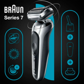 Бритва сетчатая Braun Series 7 71-S7200cc реж.эл.:3 питан.:аккум. черный/серебристый от магазина РЭССИ