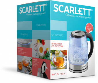 Чайник электрический Scarlett SC-EK27G70 1.8л. 1800Вт серебристый/черный (корпус: стекло) от магазина РЭССИ