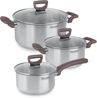 Набор посуды 6 предм: кастрюли с/кр 20 см 2,8 л, 24 см 4,8 л и ковш с/кр 16 см 1,4 л Fest Rondell RD от магазина РЭССИ