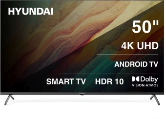 Телевизор LED Hyundai 50" H-LED50BU7009 Android TV Frameless черный 4K Ultra HD 60Hz MEMC DVB-T DVB-T2 DVB-C DVB-S DVB-S2 USB WiFi Smart TV от магазина РЭССИ