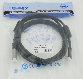 Кабель аудио-видео HDMI (m)/Mini HDMI (m) 2м. феррит.кольца черный от магазина РЭССИ