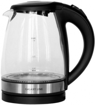 Чайник электрический Galaxy Line GL 0560 1.7л. 2200Вт черный/серебристый (корпус: стекло) от магазина РЭССИ