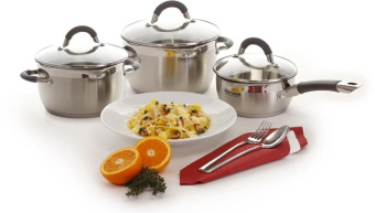 Кастрюля Rondell Flamme RDS-025 5.7л. d=24см (с крышкой) серебристый от магазина РЭССИ