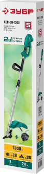 Триммер электрический Зубр КСВ-38-1300 1300Вт разбор.штан. реж.эл.:леска/нож от магазина РЭССИ