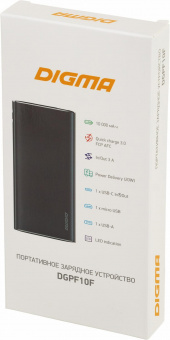 Мобильный аккумулятор Digma DGPF10F 10000mAh 3A QC PD 20W 1xUSB серый (DGPF10F20AGY) от магазина РЭССИ