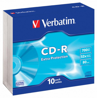 Диск CD-R Verbatim 700Mb 52x Slim case (10шт) (43415) от магазина РЭССИ