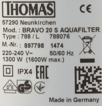 Пылесос моющий Thomas Bravo 20S Aquafilter 1600Вт синий/красный от магазина РЭССИ
