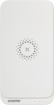 Мобильный аккумулятор Digma DGPQ10E 10000mAh 3A QC PD 20W 2xUSB беспроводная зарядка белый (DGPQ10E20PWT) от магазина РЭССИ