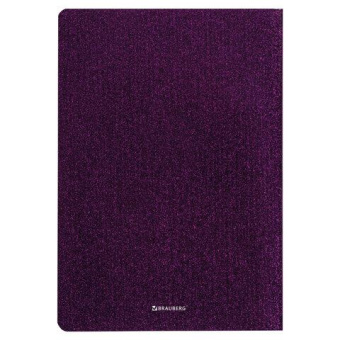 Тетрадь BRAUBERG SPARKLE A5 147x210 мм 48 листов сшивка в точку кожзам с блестками сиреневый 403856 от магазина РЭССИ