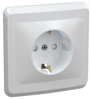 Розетка 1-м СП Вега РСш10-3-ВБ с заземл. контактом и защ. штор 16А бел. ERV14-K01-16-DM от магазина РЭССИ