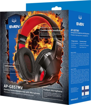 Наушники с микрофоном Sven AP-G857MV черный/красный 2.2м мониторные оголовье от магазина РЭССИ
