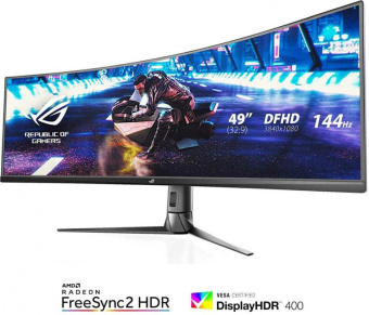 Монитор Asus 49" ROG Strix XG49VQ черный VA LED 32:9 HDMI M/M матовая HAS Piv 450cd 3840x1080 144Hz FreeSync 2 DP FHD USB 12.2кг от магазина РЭССИ