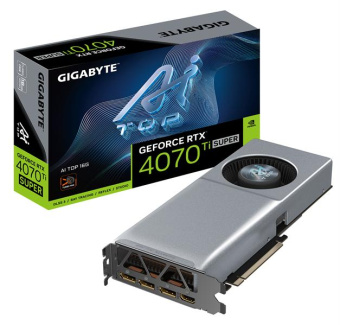 Видеокарта Gigabyte PCI-E 4.0 GV-N407TSAI TOP-16GD NVIDIA GeForce RTX 4070TI Super 16Gb 256bit GDDR6X 2610/21000 HDMIx1 DPx3 HDCP Ret от магазина РЭССИ