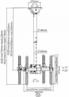 Кронштейн для телевизора Arm Media LCD-1850 черный 26"-65" макс.90кг потолочный поворот и наклон от магазина РЭССИ