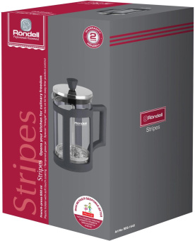 Френч-пресс Rondell Stripes RDS-1640 0.6л серый от магазина РЭССИ