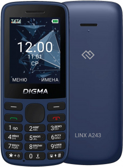 Мобильный телефон Digma A243 Linx 32Mb темно-синий моноблок 2Sim 2.4" 240x320 GSM900/1800 GSM1900 microSD max32Gb от магазина РЭССИ