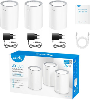 Бесшовный Mesh роутер Cudy M1800(3-Pack) AX1800 10/100/1000BASE-TX белый (упак.:3шт) от магазина РЭССИ