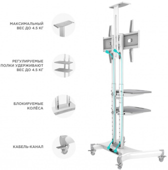 Подставка для телевизора Onkron TS1552 белый 40"-70" макс.60.5кг напольный мобильный от магазина РЭССИ