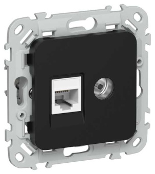 FLITE Розетка 2-местная RJ45/TV категория 5Е UTP РКТВ5е-2-0-ФлЧ черный IEK от магазина РЭССИ