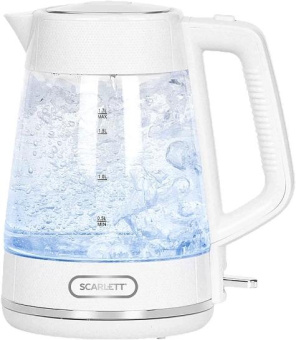 Чайник электрический Scarlett SC-EK27G104 1.7л. 2200Вт белый корпус: стекло/пластик от магазина РЭССИ