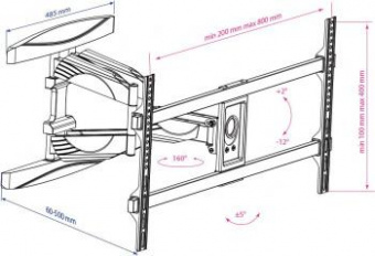 Кронштейн для телевизора Kromax ATLANTIS-65 черный 40"-90" макс.45кг настенный поворотно-выдвижной и наклонный от магазина РЭССИ