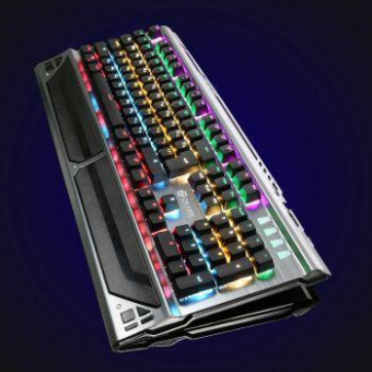 Клавиатура Оклик 980G HUMMER механическая серебристый/черный USB for gamer LED (подставка для запястий) (499580) от магазина РЭССИ