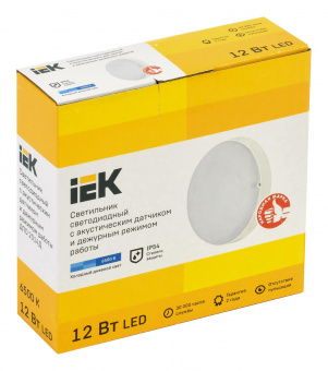 Светильник IEK ДПО2014Д 12Вт 6500K белый датч.движ. (LDPO3-2014D-12-6500-K01) от магазина РЭССИ