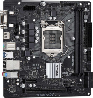 Материнская плата Asrock H470M-HDV Soc-1200 Intel H470 2xDDR4 mATX AC`97 8ch(7.1) GbLAN+VGA+DVI+HDMI от магазина РЭССИ