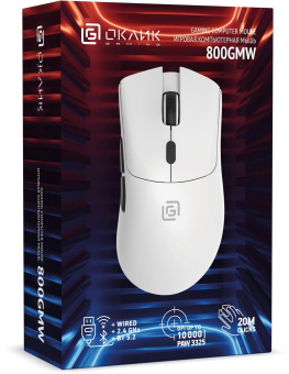 Мышь Оклик 800GMW черный оптическая 10000dpi беспров. BT/Radio USB для ноутбука 6but от магазина РЭССИ