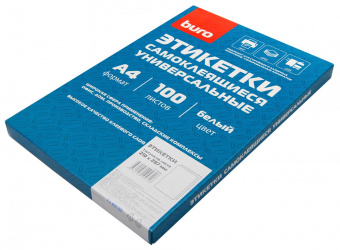 Этикетки Buro A4 210x297мм 1шт на листе/100л./белый матовое самоклей. универсальная от магазина РЭССИ