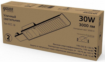 Светильник консольный Gauss 629534330 30Вт ламп.:30шт светодиод.лампа черный от магазина РЭССИ