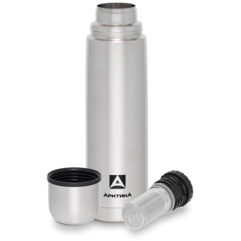 Классический термос для напитков Арктика с узким горлом и глухой пробкой со съемным ситечком объем 1 л 101-1000С от магазина РЭССИ