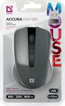 Мышь Defender Accura MM-935 серый оптическая 1600dpi беспров. USB для ноутбука 3but (52936) от магазина РЭССИ