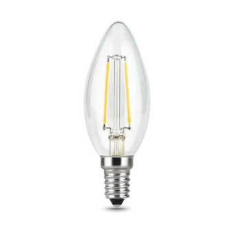 Лампа светодиодная филаментная LED 5 Вт 450 лм 4100К свеча нейтральный E14 AC 220В прозрачная колба диммируемая Black Filament Gauss от магазина РЭССИ