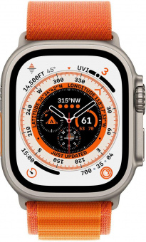 Смарт-часы Apple Watch Ultra A2622 49мм OLED корп.титан Alpine Loop рем.оранжевый разм.брасл.:M (MQEU3LL/A) от магазина РЭССИ