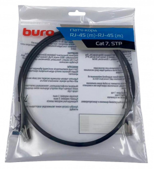 Патч-корд Buro STP 4 пары cat7 CCA molded 1м черный RJ-45 (m)-RJ-45 (m) от магазина РЭССИ