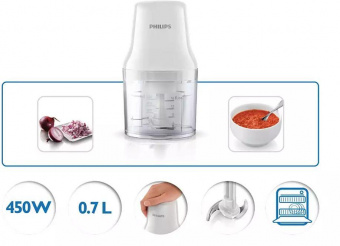 Измельчитель электрический Philips HR1393/00 0.7л. 450Вт белый от магазина РЭССИ