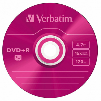 Диск DVD+R Verbatim 4.7Gb 16x Slim case (5шт) Color (43556) от магазина РЭССИ