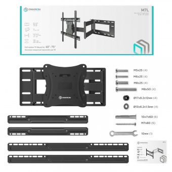 Кронштейн для телевизора Onkron M7L черный 40"-75" макс.68.2кг настенный поворот и наклон от магазина РЭССИ