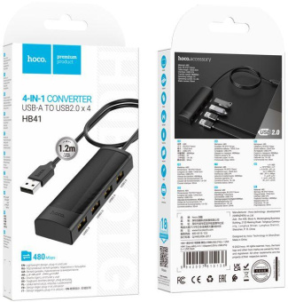 Разветвитель USB Hoco HB41 1.2 4порт. черный от магазина РЭССИ