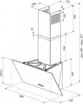 Вытяжка каминная Krona Jina 600 S черный управление: сенсорное (1 мотор) от магазина РЭССИ