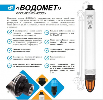 Насос скважинный Джилекс Водомет ЗД ВОДОМЕТ 3Д 55/100 1300Вт 3300л/час (5602) от магазина РЭССИ