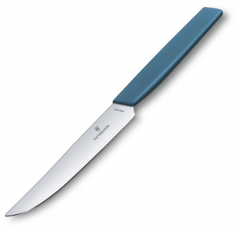 Нож кухонный Victorinox Swiss Modern (6.9006.122) стальной столовый для стейка лезв.120мм прямая заточка синий от магазина РЭССИ