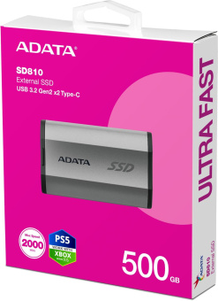 Накопитель SSD A-Data USB-C 500GB SD810-500G-CSG SD810 1.8" серый от магазина РЭССИ